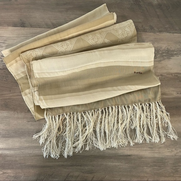 Vintage Furla Paisley Floral Fringe Furla Scarf - Picture 2 of 9